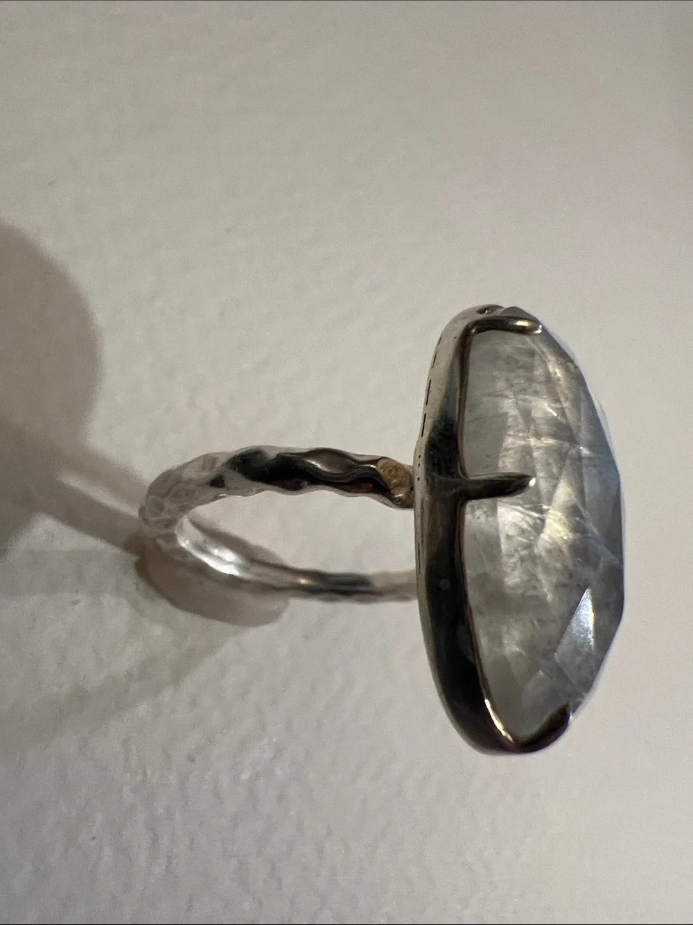 Silver Moonstone Oval Statement Ring